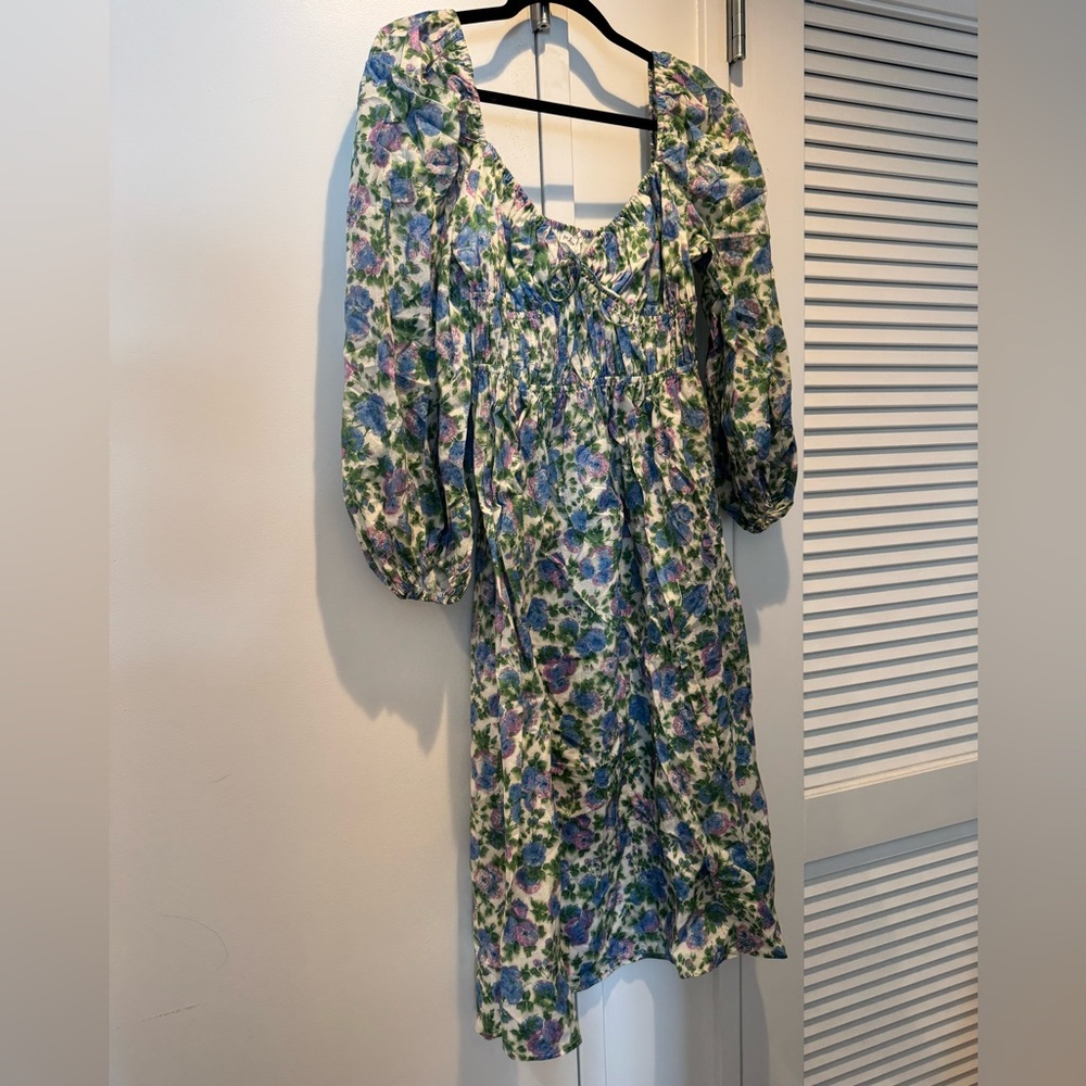 For Love and Lemons Floral Print Dress with Puff Sleeves
